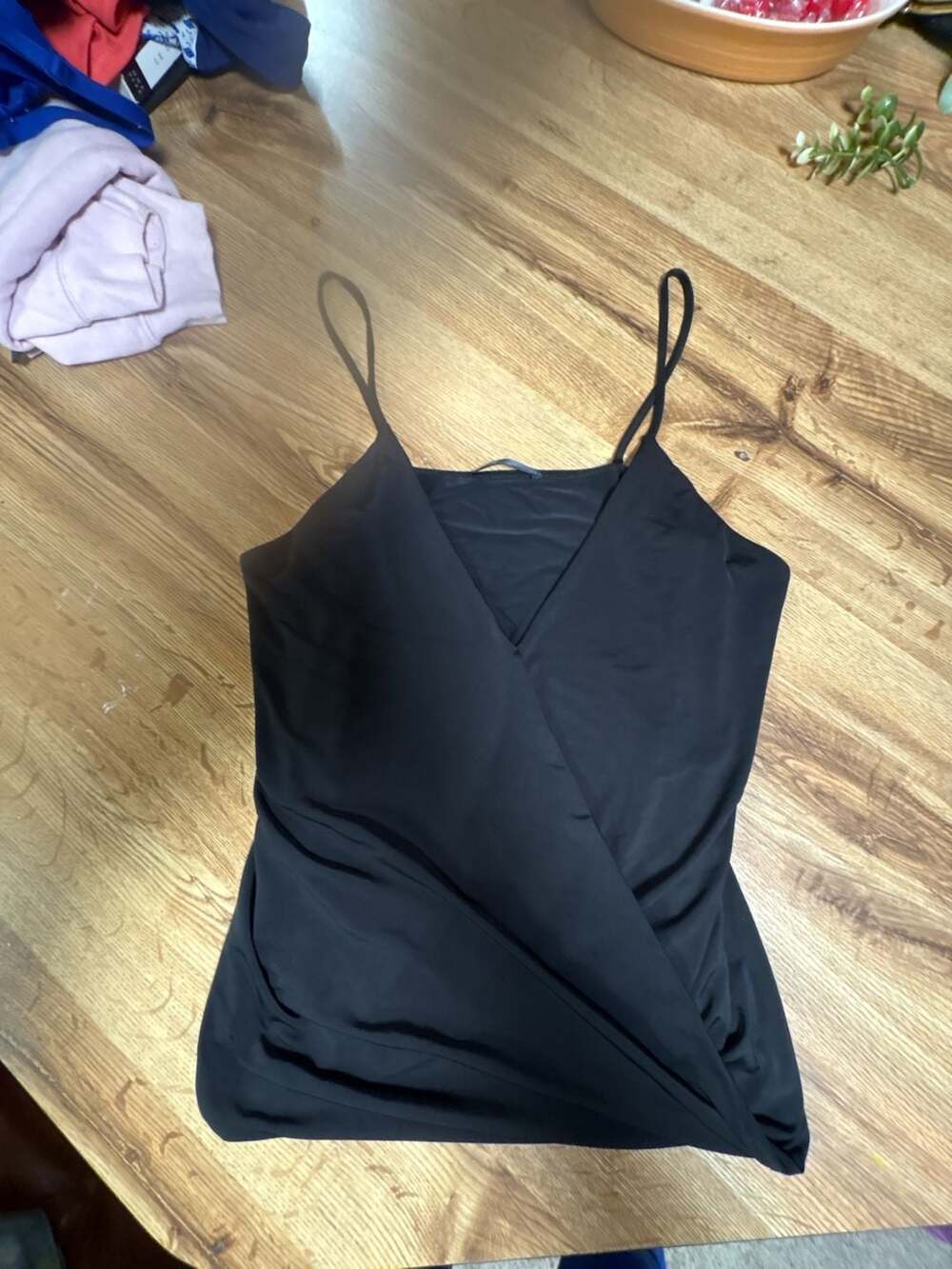 Shinestar Cami Top Size M Black Wrap Front V Neck